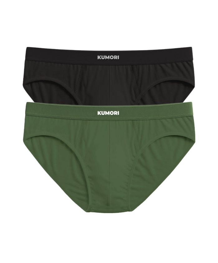 Bamboo Briefs 2 Pack Black & Olive