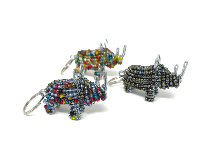 Beaded Rhino Key Chain