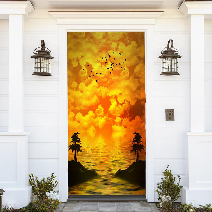DoorFoto Door Cover Birds at Sunset