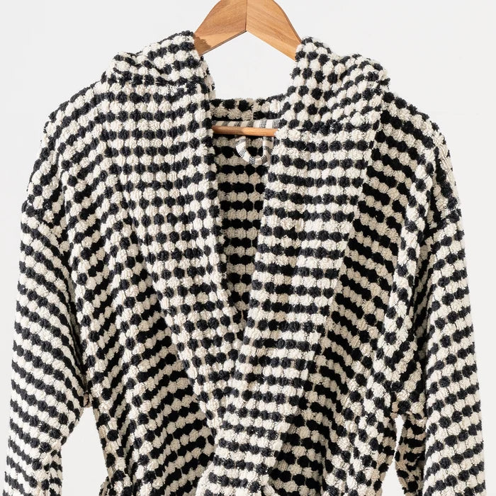Black and White Turkish Cotton Bubble Robe
