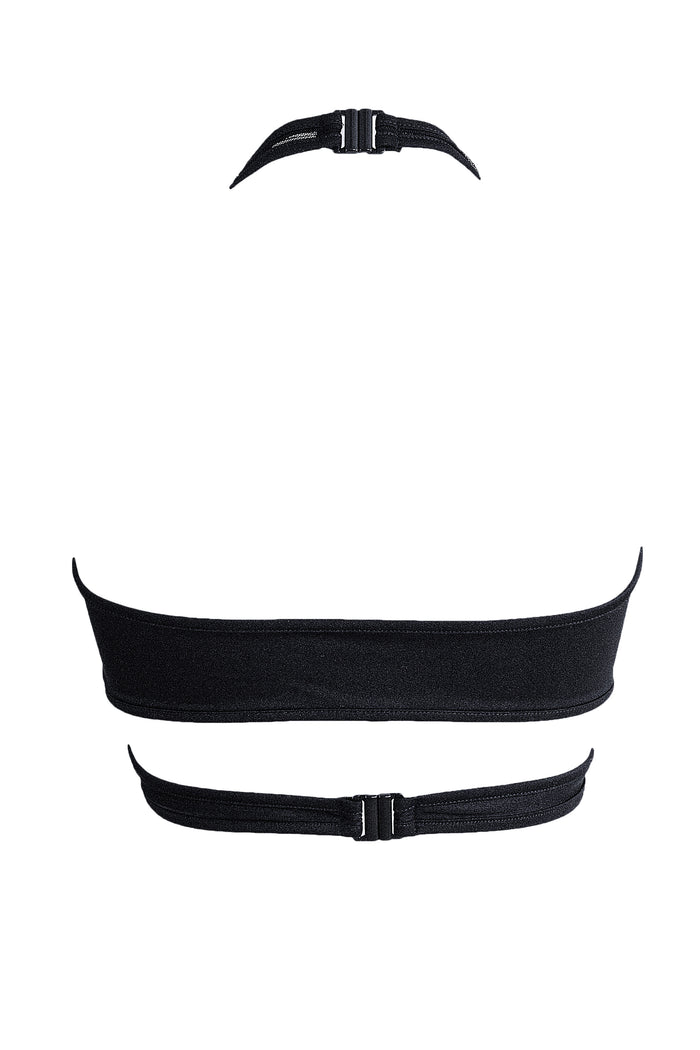 Cross-Over Halter Crop top / X-CROSS TOP / BLACK - EXES LINGERIE