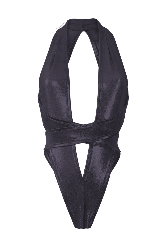 CRISS CROSS Hologram Bondage Bodysuit / RAVE Bodysuit / BLACK - EXES LINGERIE