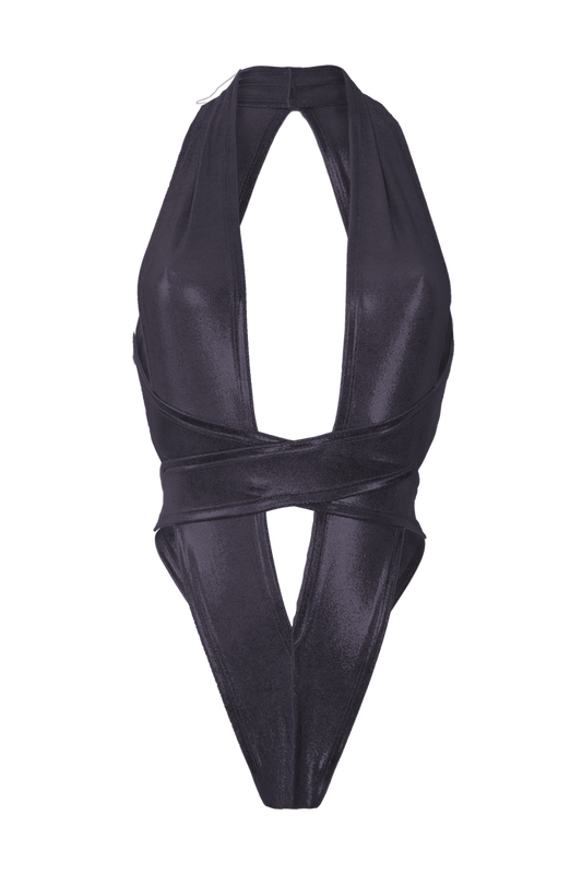 CRISS CROSS Hologram Bondage Bodysuit / RAVE Bodysuit / BLACK - EXES LINGERIE