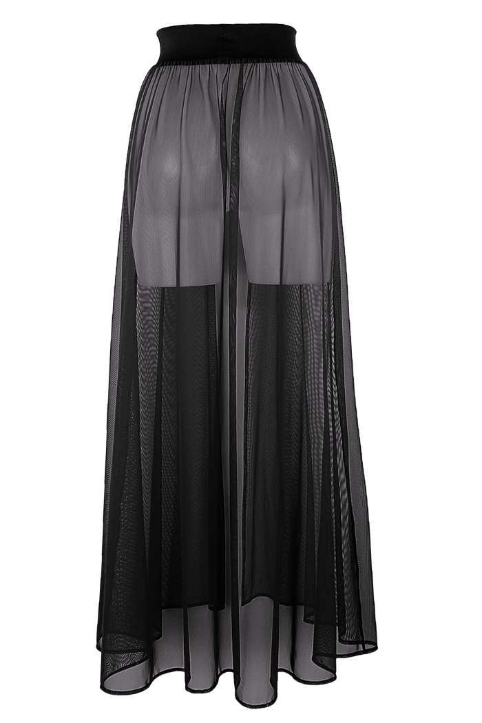 Mesh Maxi Skirt Cover-up / RESORT SKIRT BLACK - EXES LINGERIE