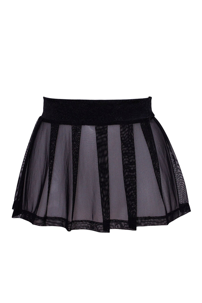 Pleated Mini skirt sheer mesh / Festival & Rave skirt / BLACK,SKIRTS & PANTS - EXES LINGERIE