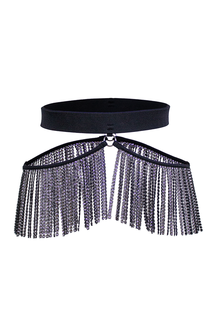 Rhinestone Fringes Belt / Festival Sparkles fringes Skirt Belt / BLACK - EXES LINGERIE