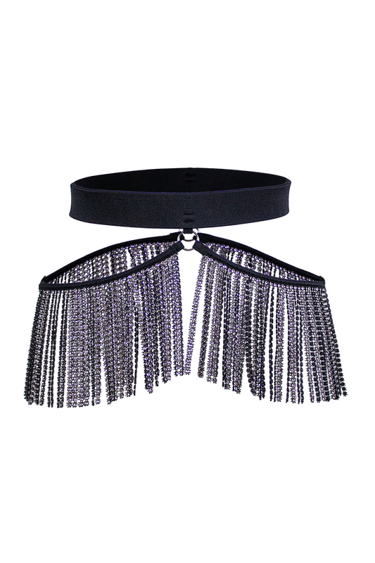 Rhinestone Fringes Belt / Festival Sparkles fringes Skirt Belt / BLACK - EXES LINGERIE