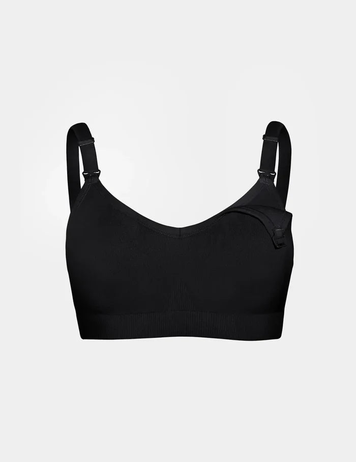 | View of BlissFit™ Nursing/Pumping Bra shown front-facing against a light gray background | Black