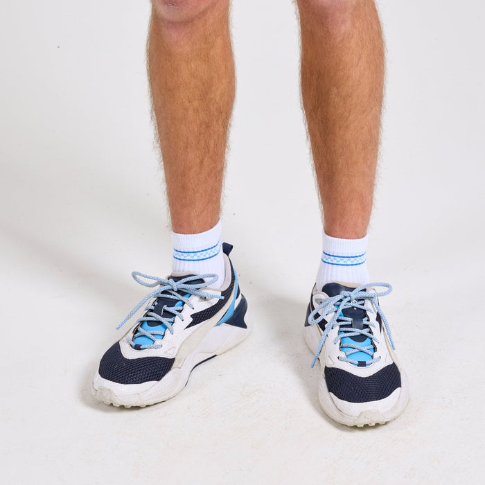 Del Campo Blue Checkered Stripes golf socks