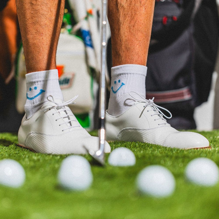Del Campo Blue Smiley golf socks
