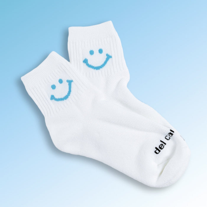 Del Campo Blue Smiley golf socks
