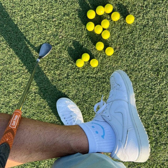 Del Campo Blue Smiley golf socks