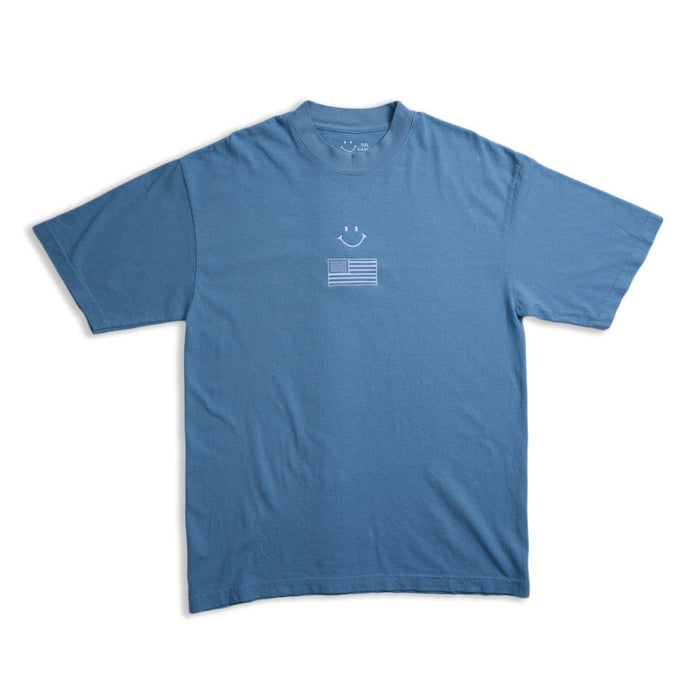 Blue USA Smiley T-Shirt Apparel - del campo