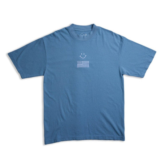 Blue USA Smiley T-Shirt Apparel - del campo