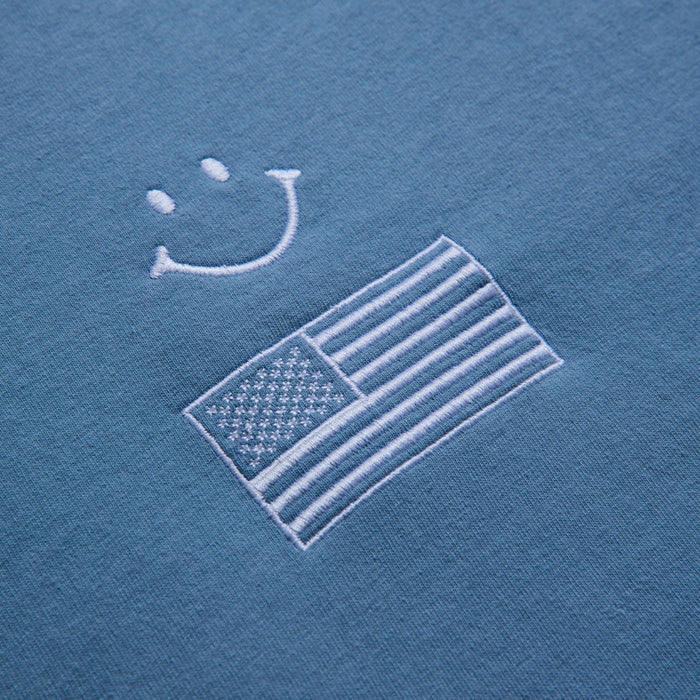 Blue USA Smiley T-Shirt Apparel - del campo