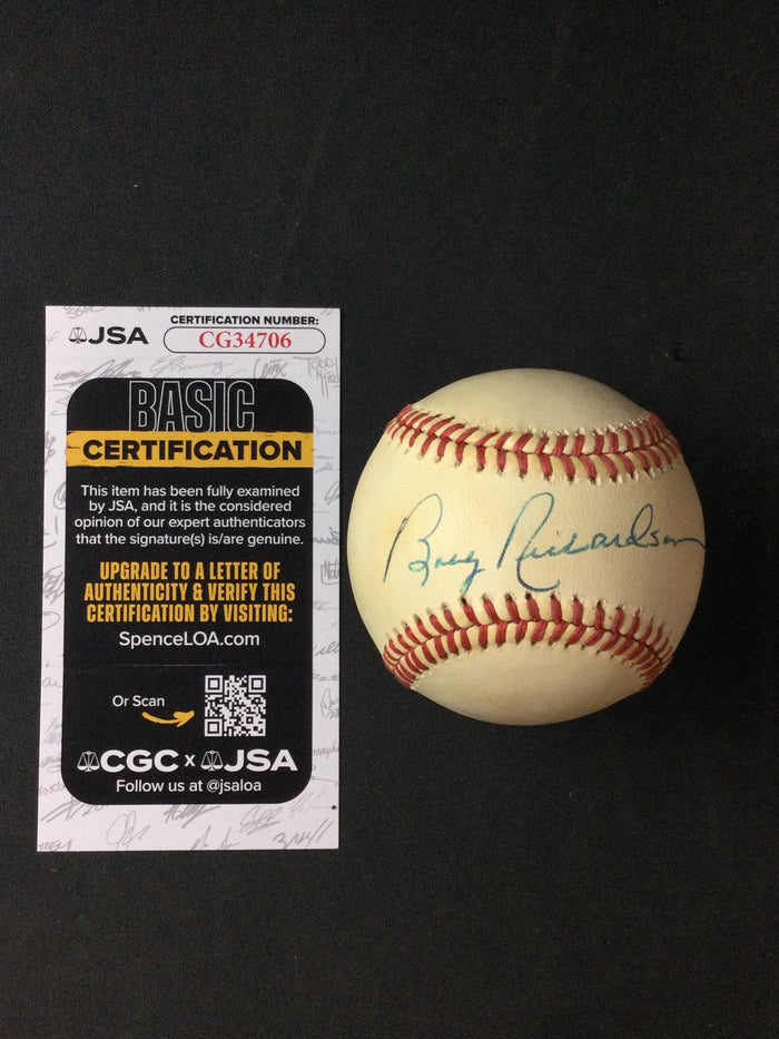 Bobby Richardson SIGNED Baseball New York Yankees JSA Certified