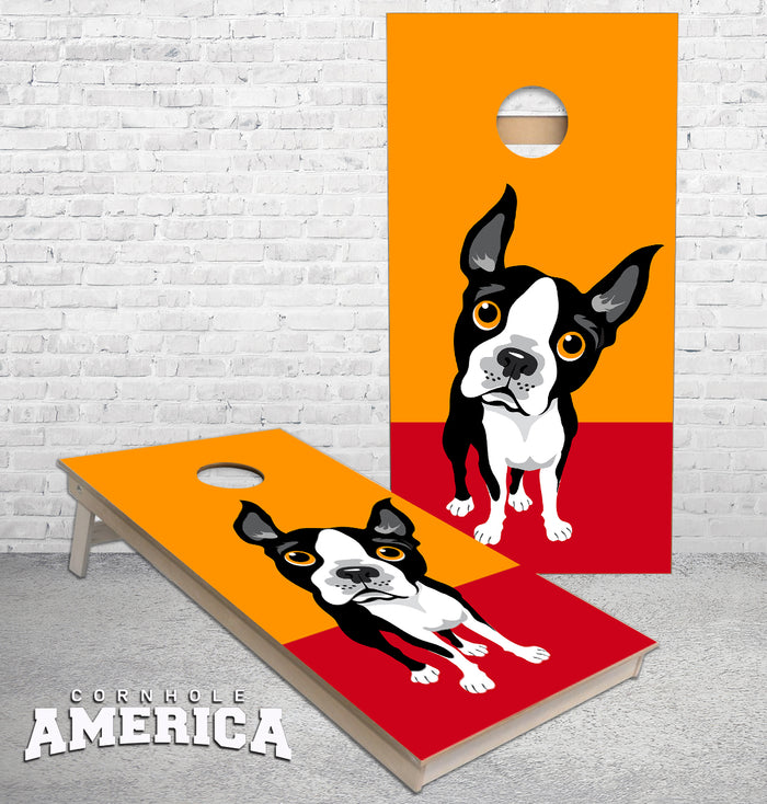 Boston Terrier Dog Cornhole Boards