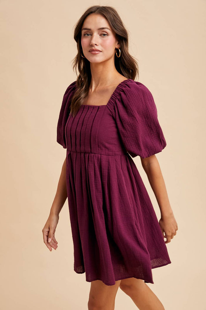 BOX PLEAT MINI DRESS
