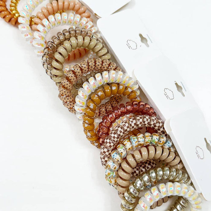 Brown Tone Spiral Hair Ties