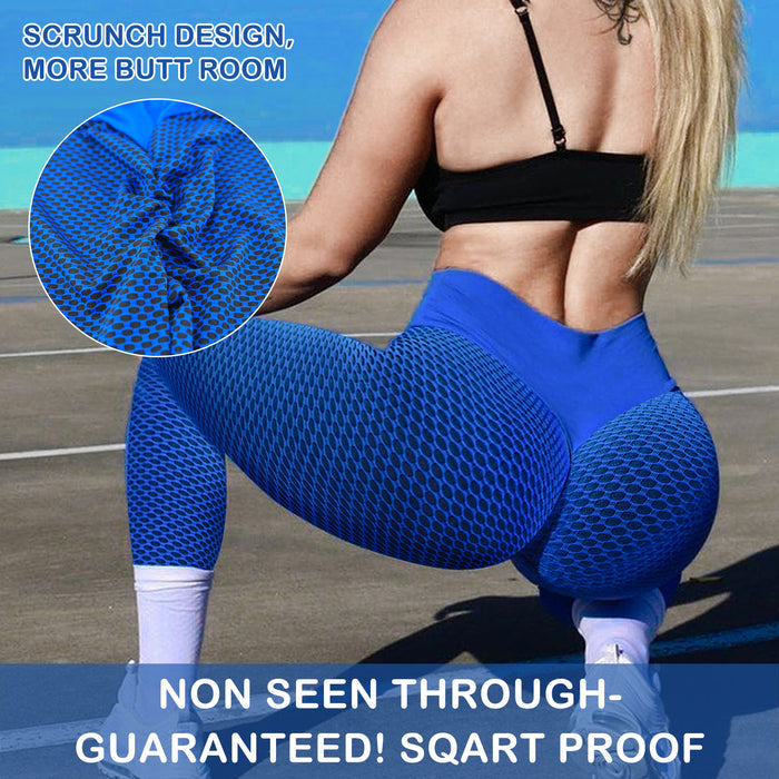 Butt Lifting, High Waist, Squat Proof Yoga Pants with Honeycomb Texture