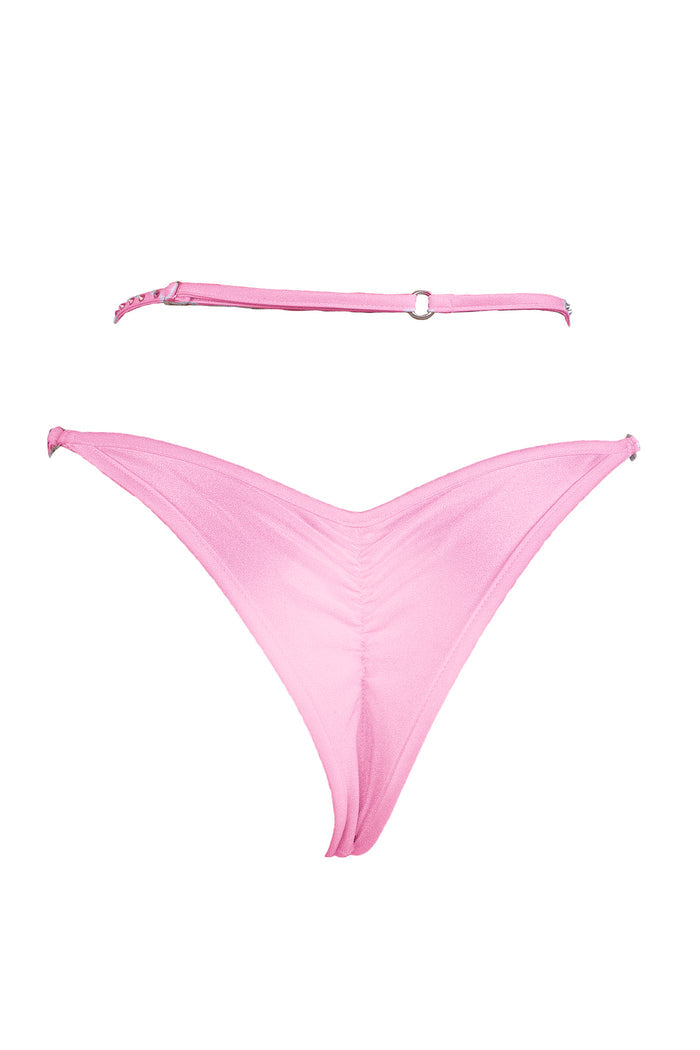Cage thong with crystals scrunch back / ÉTOILE BABY PINK,BOTTOMS - EXES LINGERIE