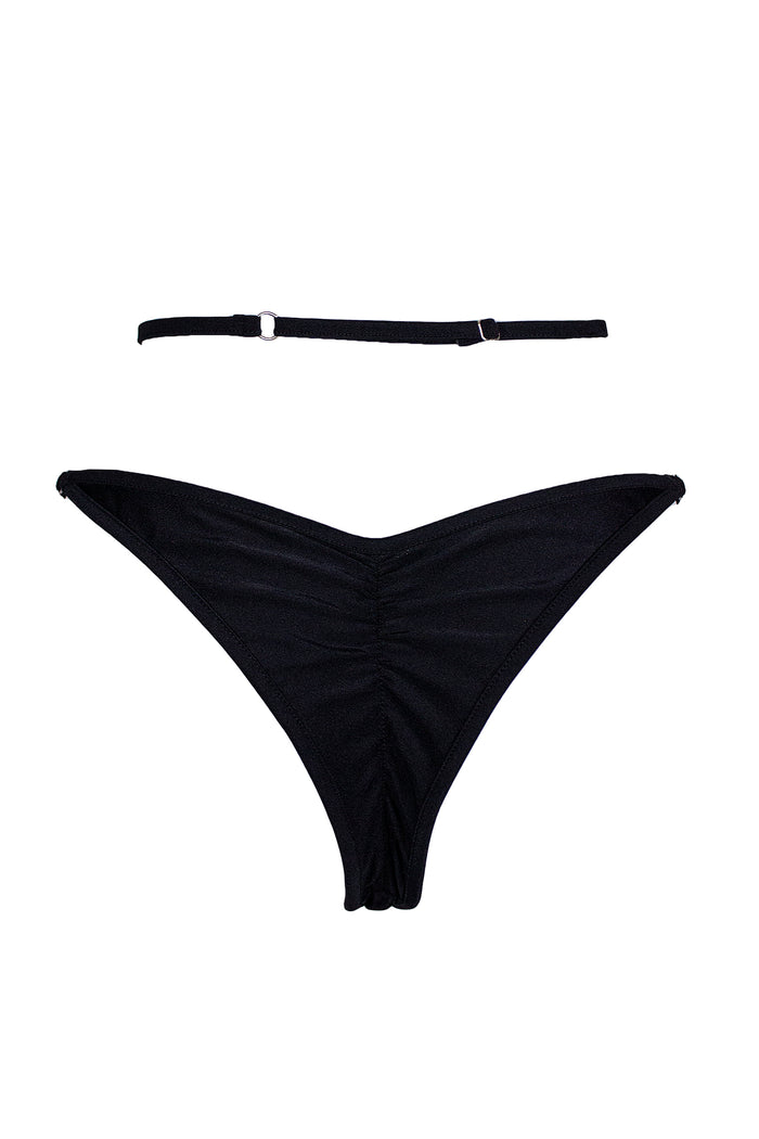 Cage thong with crystals scrunch back / ÉTOILE BLACK,BOTTOMS - EXES LINGERIE