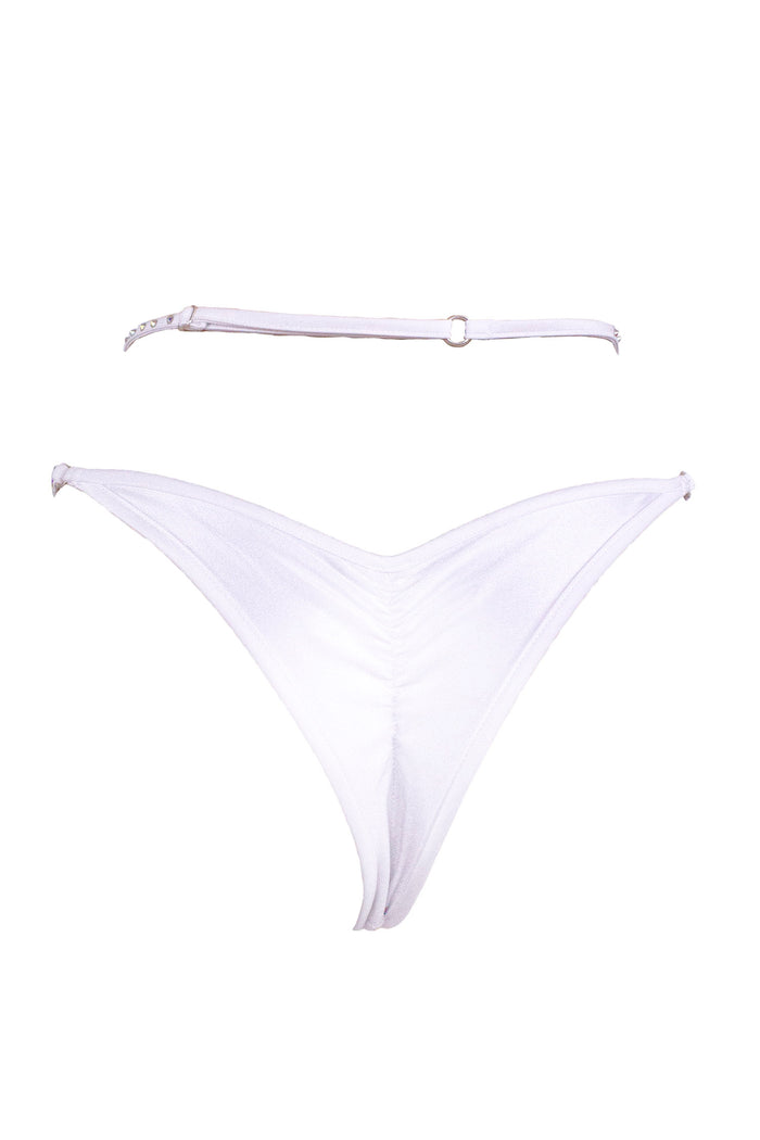 Cage thong with crystals scrunch back / ÉTOILE WHITE,BOTTOMS - EXES LINGERIE