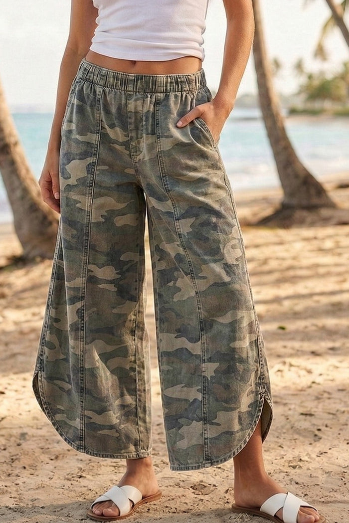 Camo Side Slit Pants