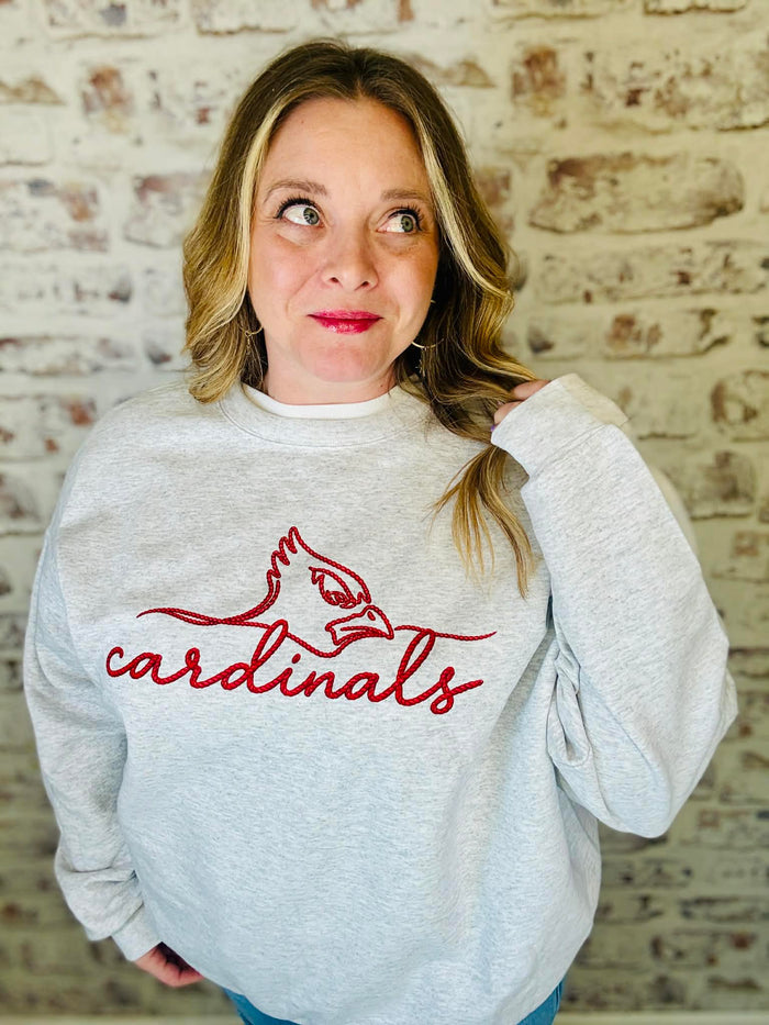 Cardinal Faux Embroidered Crewneck