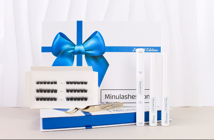 Cashmere Eyelash Kit – The Ultimate Luxury for Your Eyes. Limited edition! Eyelashes plus bond & bond,sealer, remover and tweezer  plus brush by MinuLashes