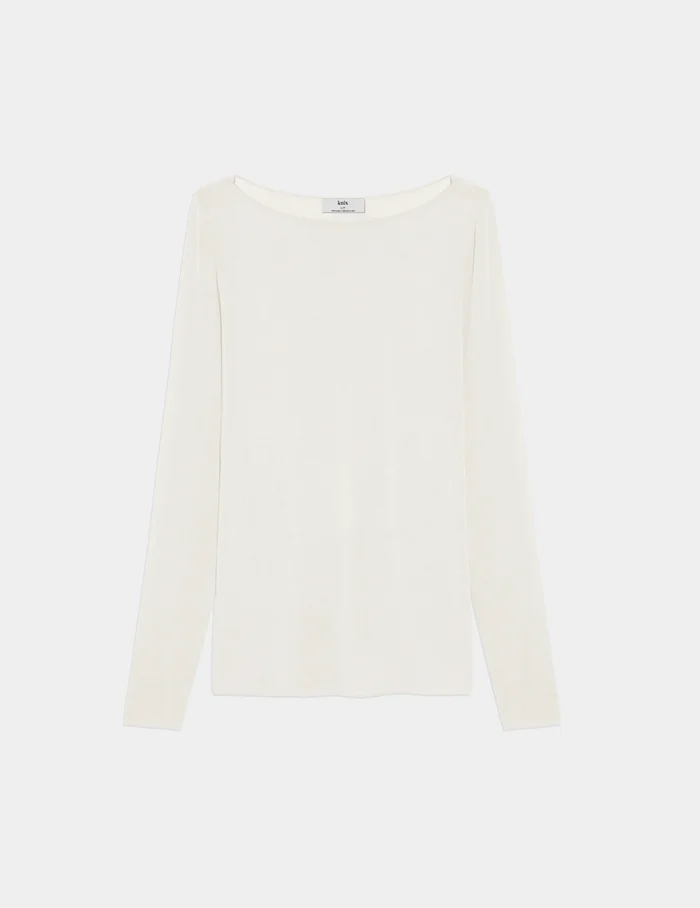 | Cashmere Mist Boatneck Top shown front-facing against a light gray background | Ivory