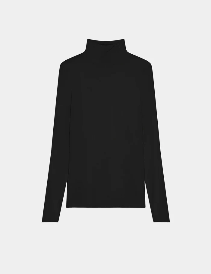 | Cashmere Mist Turtleneck shown front-facing against a light gray background | Black