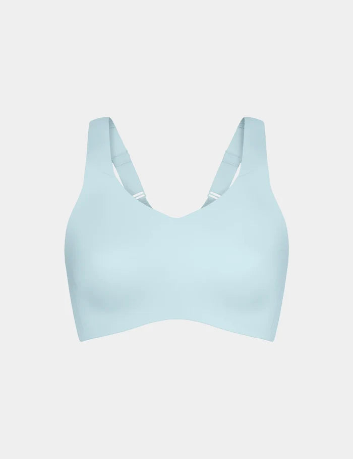 | View of Catalyst Sports Bra shown front-facing against a light gray background | Blue Light