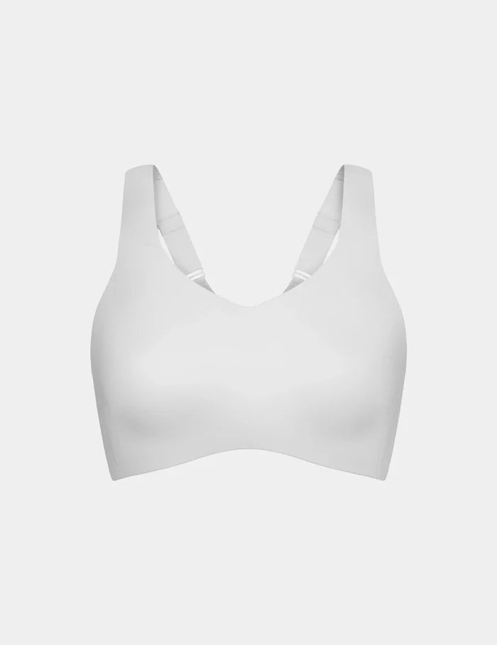 | View of Catalyst Sports Bra shown front-facing against a light gray background | White