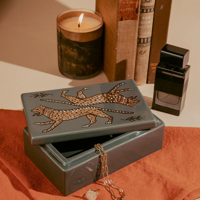 Ceramic Leopard Curio Box