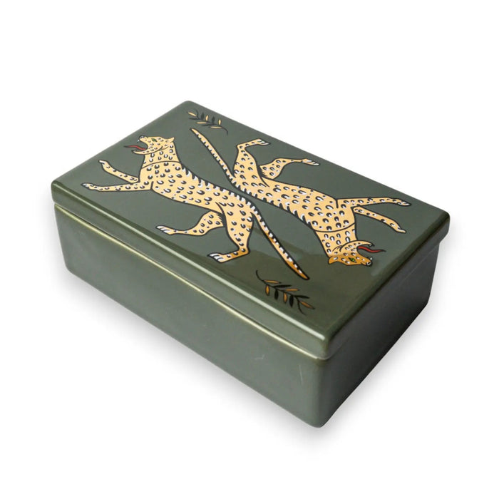 Ceramic Leopard Curio Box