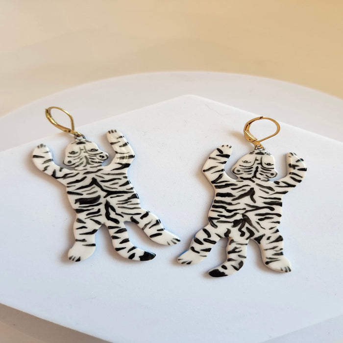 Ceramic Tiger Earrings