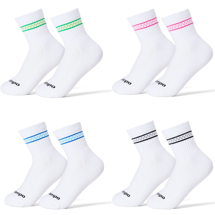 Del Campo Checkered Stripe Pack golf socks featuring all four checkered stripe colorways: pink, blue, green, and black/grey