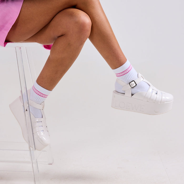 Del Campo Checkered Stripe Pack golf socks featuring all four checkered stripe colorways: pink, blue, green, and black/grey
