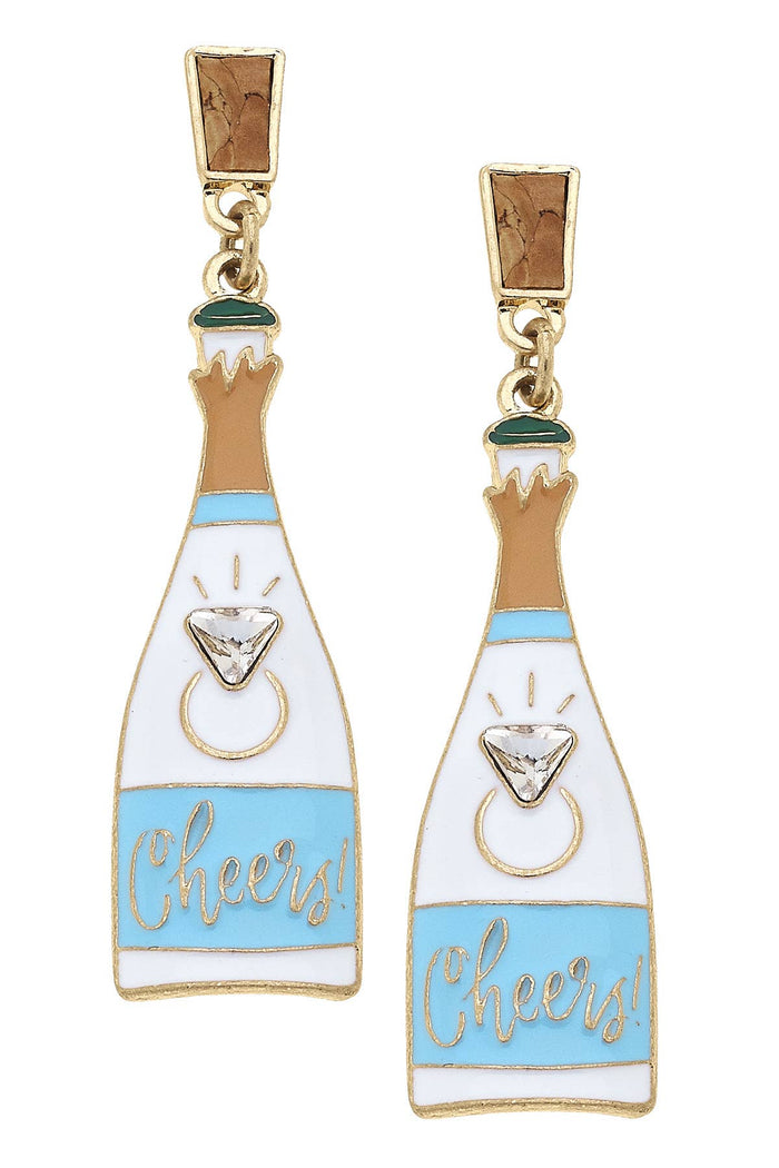 Cheers To The Happy Couple Enamel Champagne Earrings
