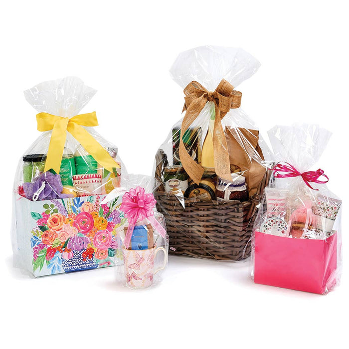 Clear Poly Basket Wrap Bags: Clear / 25 Pack / Small 13x17.5x4"