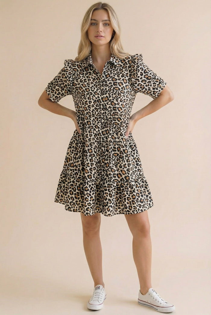 Collared Leopard Dress