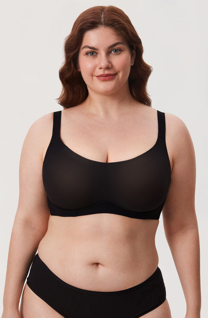 Women's Mesh Monowire Full Coverage Bra - Underwire & Unlined Black