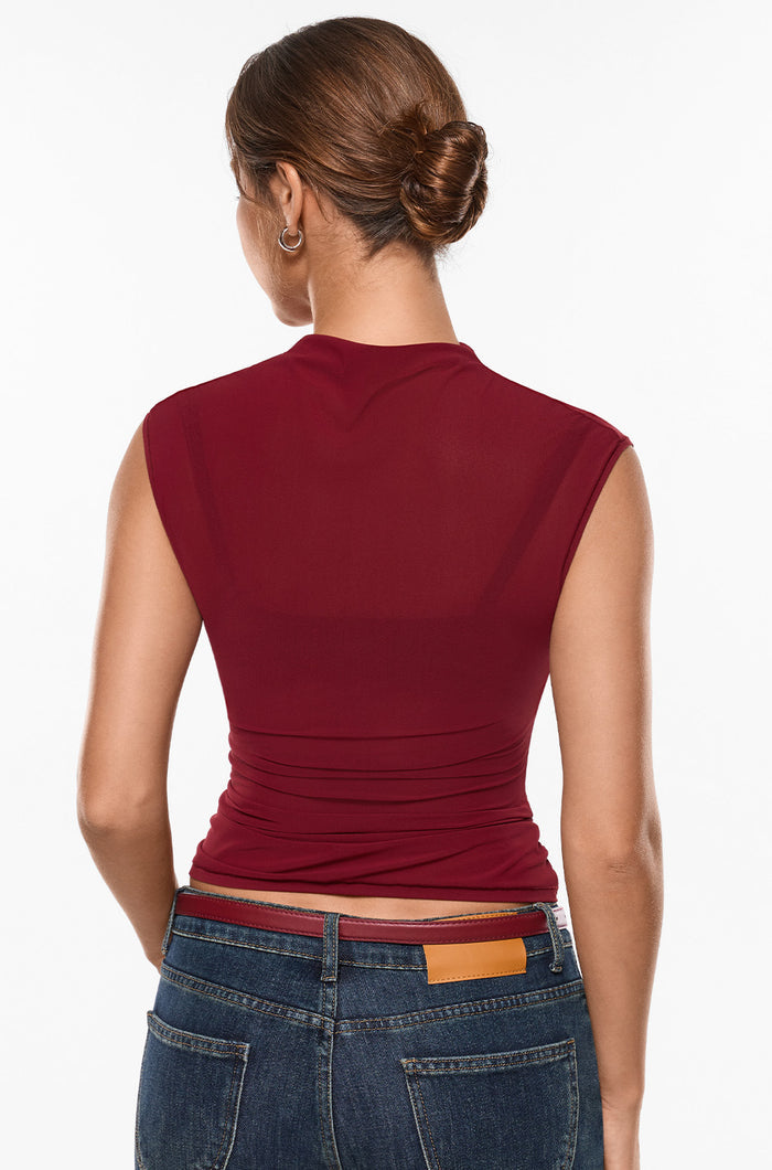 INLYRIC Cosnufy® Sheer Mesh Mock Neck Tank Top Andorra
