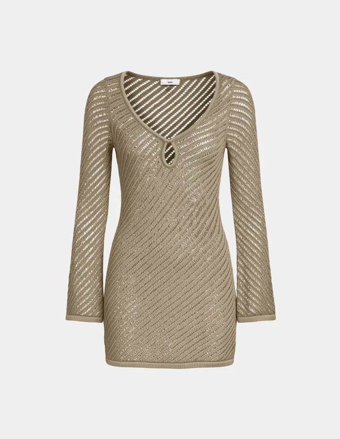 | Cotton Knit Dress shown front-facing against a light gray background | Taupe