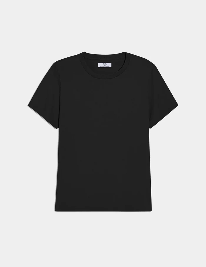 | Cotton Relaxed T-Shirt shown front-facing against a light gray background | Black