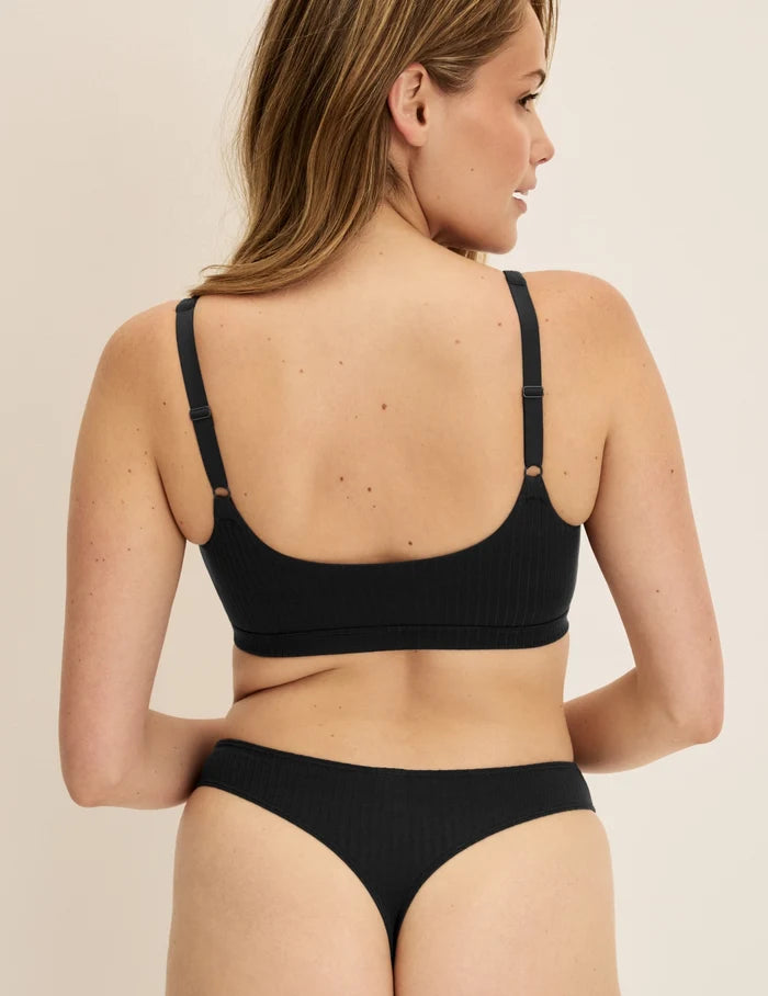 | Front view of model highlighting the coverage and fit | Black