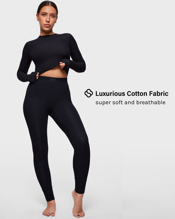 Cotton Ribbed High Waisted Leggings