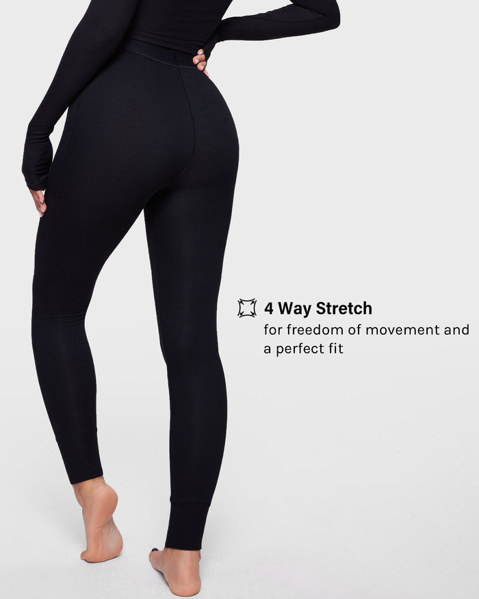 Cotton Ribbed High Waisted Leggings