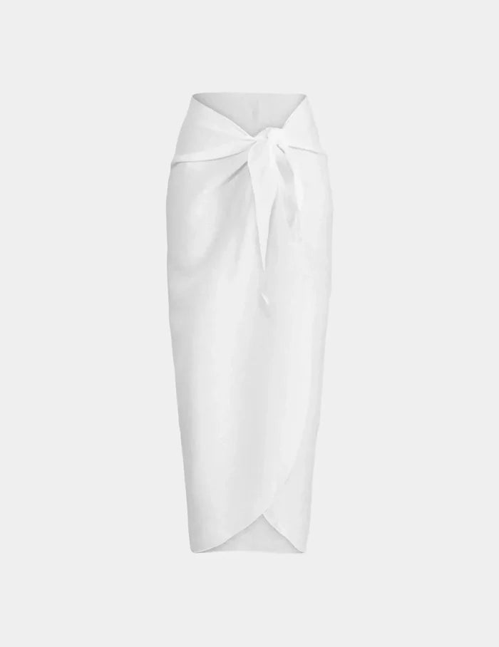 | Crinkle Linen Sarong shown front-facing against a light gray background | Ivory